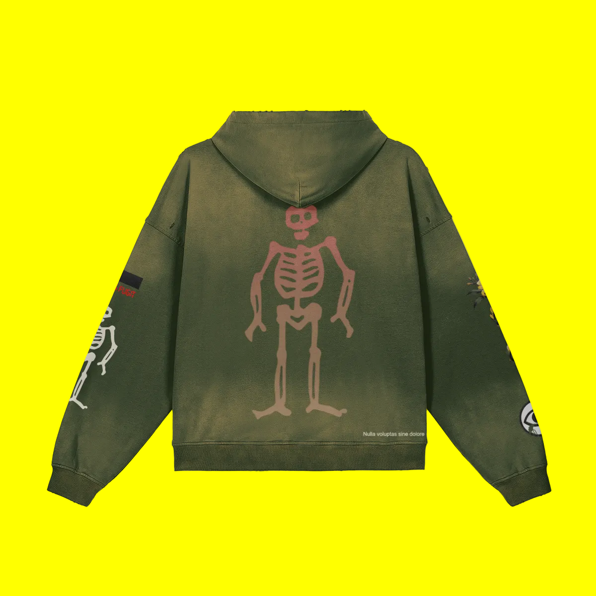 Yellow Jessamine Gradient Skelly Cotton Sunfade Hoodie